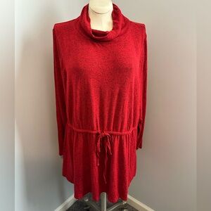 NWT Red Cowl Neck Tunic with Drawstring Waist